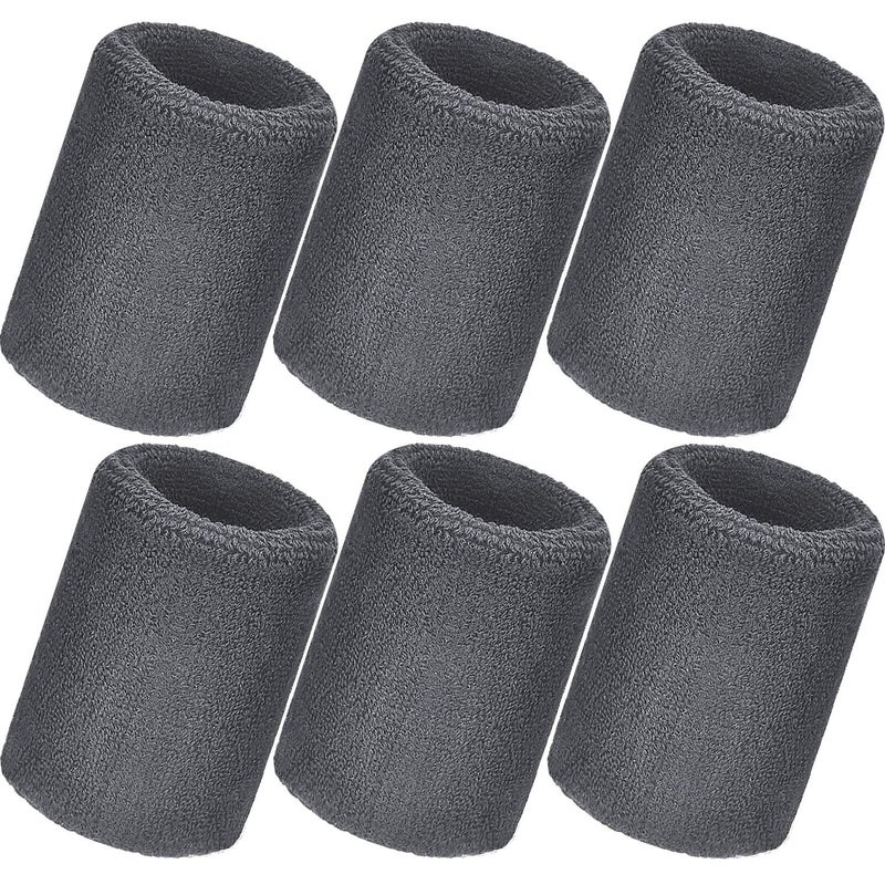 Bememo 12 Pack Wristbands Sweatband for Women Men, Neon Colored Sport Wrist Bands, Tennis Football Basketball Sweatbands, Moisture Wicking Arm Bands for Working Out(3.15 Inch,Gray) - Image 5